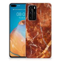 Huawei P40 TPU Siliconen Hoesje Marmer Bruin - thumbnail