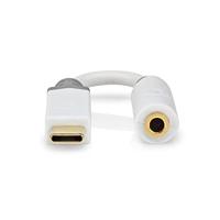 Nedis CCBW65950WT01 USB-adapter | USB 2.0 | USB-C stekker | 3,5 mm bus | 0,1 m | rond | verguld | PVC | wit | box