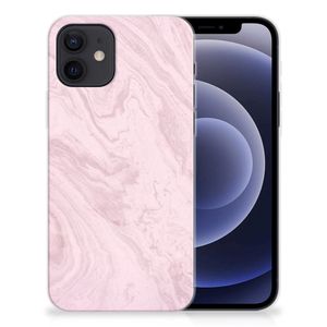 iPhone 12 | 12 Pro (6.1") TPU Siliconen Hoesje Marble Pink - Origineel Cadeau Vriendin