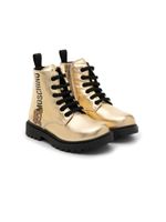 Moschino Kids bottines en cuir à fini métallisé - Or