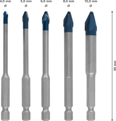 Bosch Accessories EXPERT HEX-9 HardCeramic 2608900597 Tegelboorset 5-delig 4 mm, 5 mm, 6 mm, 8 mm, 10 mm Zeskant schacht 5 stuk(s)