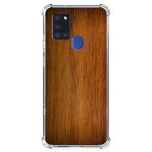 Samsung Galaxy A21s Stevig Telefoonhoesje Donker Hout