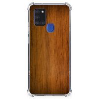 Samsung Galaxy A21s Stevig Telefoonhoesje Donker Hout - thumbnail