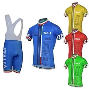 Voor heren Wielrenshirt met strakke shorts Korte mouw Bergracen Wegwielrennen Geel Rood Hemelsblauw Grafisch Italië Nationale vlag Fietsen Sportoutfits UV-bestendig 3D-pad Ademend Sneldrogend Lightinthebox