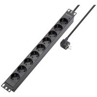 Sygonix SY-5799004 Stekkerdoos 19 inch 9-voudig Zwart Randaarde stekker 1 stuk(s)