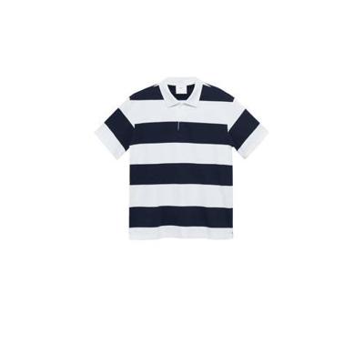 Mango Man gestreepte regular fit polo wit