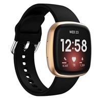 By Qubix - Compatible met Fitbit Versa 3 & 4 / Sense 1 & 2 - Siliconen bandje - Zwart - Compatible fitbit bandje