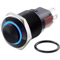 TRU COMPONENTS TC-7495100 TC-GQ16-KH-11ZE/J/B/12V/A Vandalismebestendige drukschakelaar 48 V/DC 2 A 1x uit/aan Continu Blauw IP65 1 stuk(s)