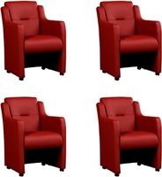 Set van 4 Rode leren landelijke eetkamerfauteuils Mass - Toledo Leer Red (rood leer) - thumbnail