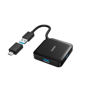 Hama USB-hub 4-poorts USB 3.2 Gen1 5 Gbit/s Incl. USB-C-adapter