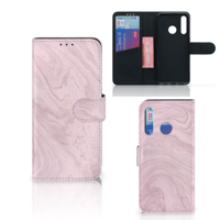 Huawei P Smart Plus (2019) Bookcase Marble Pink - Origineel Cadeau Vriendin