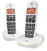 Doro PhoneEasy 100 W draadloze DECT-telefoon voor senioren met grote toetsen en versterkt geluid (wit x 2) [Franse versie]