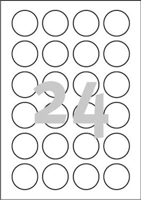 Avery-Zweckform L3415-100 Universele etiketten Ø 40 mm Papier Wit 2400 stuk(s) Permanent hechtend Inkjet, Laser (zwart/wit), Laser (kleur), Kopiëren