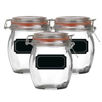 Weckpot/inmaakpot - 4x - 750 ml - glas - met beugelsluiting - incl. etiketten - thumbnail