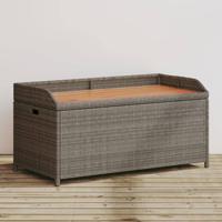 Opbergbank 100x50x52 cm poly rattan en acaciahout grijs