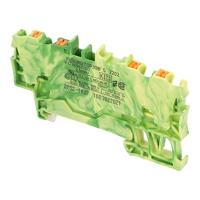 2202-1407 | Wago 4-CONDUCTOR GROOND TERMINAL BLOK MET PUSHBOTON 2,5 MM?, GROEN-GEEL