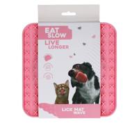 Eat Slow Live Longer Likmat Golf - 20 x 20 cm - Anti-snuffelmat - Slowfeeder - snuffelmat - 100% siliconen - vaatwasmachinebestendig - voor hond of kat - roze