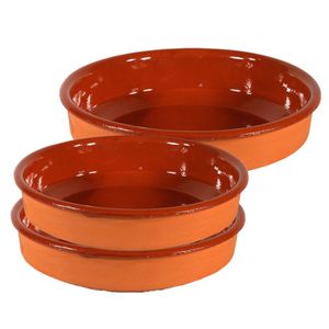 3x Terracotta hapjes/tapas borden/schalen 21 cm/26 cm