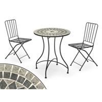 Tafel met 2 stoelen Ibergarden mozaïek gesmeed zwart grijs - merk: Ibergarden - EAN: 8430852104441