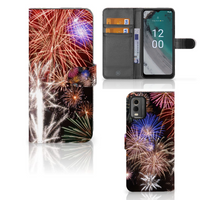 Nokia C32 Wallet Case met Pasjes Vuurwerk