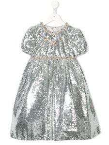 Dolce & Gabbana Kids robe évasée brodée de sequins - Argent