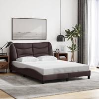 vidaXL Bedframe met hoofdbord stof donkerbruin 140x200 cm, bed, bed ombouw, stoffen bed, bedbodem, 2-persoons bed, gebogen bedframe