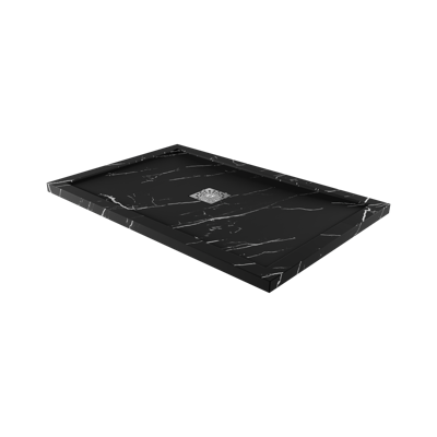 Linie Lido douchebak 120 x 80 cm composietmarmer zwarte marmerlook leisteenstructuur Linie Lido douchebak 120 x 80 cm composietmarmer zwarte marmerlook leisteenstructuur