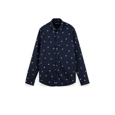 Scotch & Soda regular fit overhemd van biologisch katoen donkerblauw Scotch & Soda regular fit overhemd van biologisch katoen donkerblauw