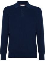 Brunello Cucinelli polo en maille nervurée - Bleu