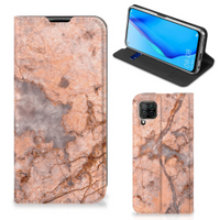 Huawei P40 Lite Standcase Marmer Oranje - thumbnail