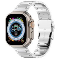 By Qubix - Titanium H-type schakelband - Zilver - Compatible met Apple Watch 44mm / 45mm / 46mm / 49mm - Compatible Apple watch bandjes