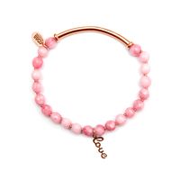 CO88 Collection 8CB-90045 - Natuurstenen armband met staal elementen - Jade 6 mm en love bedel - one-size - roze / rosékleurig - thumbnail