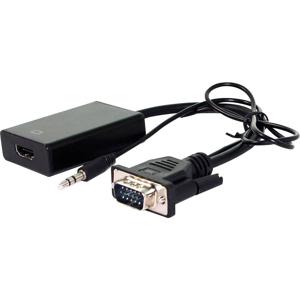 Value 12.99.3117 VGA-kabel VGA / HDMI Adapterkabel HDMI-A-bus, VGA-bus 9-polig, Jackplug-bus 3,5 mm 0.15 m Zwart