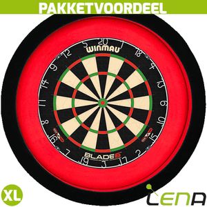 Winmau Blade 6 + Lena Dartbord Verlichting Deluxe XL Rood - Zwart