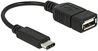 Delock adapterkabel USB Type-C 2.0 stekker > USB 2.0 A bus 15 cm zwart