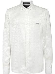 Philipp Plein chemise boutonnée à motif monogrammé en jacquard - Blanc