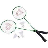 Badminton set groen met 3 shuttles en opbergtas 67 cm - thumbnail