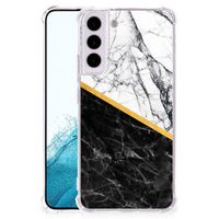 Samsung Galaxy S22 Anti-Shock Hoesje Marmer Wit Zwart - Origineel Cadeau Man