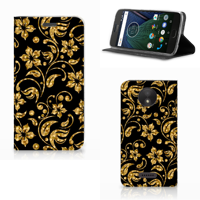 Motorola Moto C Plus Smart Cover Gouden Bloemen