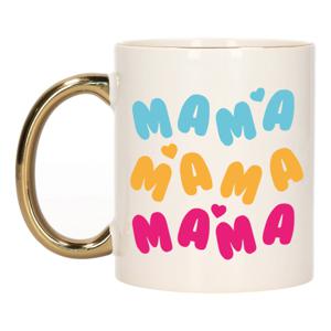 Bellatio Decorations Cadeau koffie/thee mok voor mama - multi - hartjes - gouden oor - Moederdag   -