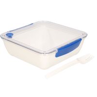 Transparant met blauwe lunchbox met vorkje 1000 ml