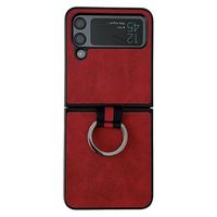 Samsung Galaxy Z Flip4 Gecoat Hoesje met Metalen Ring - Rood - thumbnail