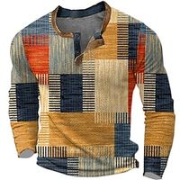 Grafisch Kleurenblok Modieus Ontwerper Basic Voor heren 3D-afdrukken Wafel Henley-shirt Informele stijl Klassieke Stijl Buiten Dagelijks T-shirt blauw Bruin Groen Lange mouw Henley Overhemd Lente Lightinthebox