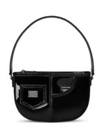 Dolce & Gabbana Kids sac porté épaule en cuir à fini verni - Noir