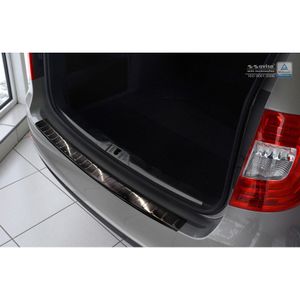 Zwart RVS Bumper beschermer passend voor Skoda Superb Kombi 2013-2015 'Ribs' AV245097