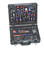 kwb Gereedschapskoffer van robuust aluminium incl. 51-delige hoogwaardige gereedschapsset als perfecte basisuitrusting voor huishouden, werkplaats of mobiel gebruik