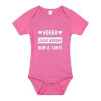 Hoera oom en tante cadeau baby rompertje roze meisjes - thumbnail