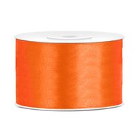 1x Oranje satijnlint rollen 3,8 cm x 25 meter cadeaulint verpakkingsmateriaal   - - thumbnail