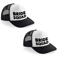 8x stuks zwart/ wit Bride Squad snapback cap/ truckers pet dames - Vrijgezellenfeest petjes - thumbnail