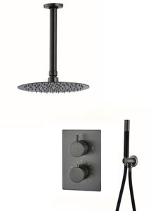 Saniclear Iron Pro inbouw regendouche met plafondarm en 20cm hoofddouche verouderd ijzer - gunmetal